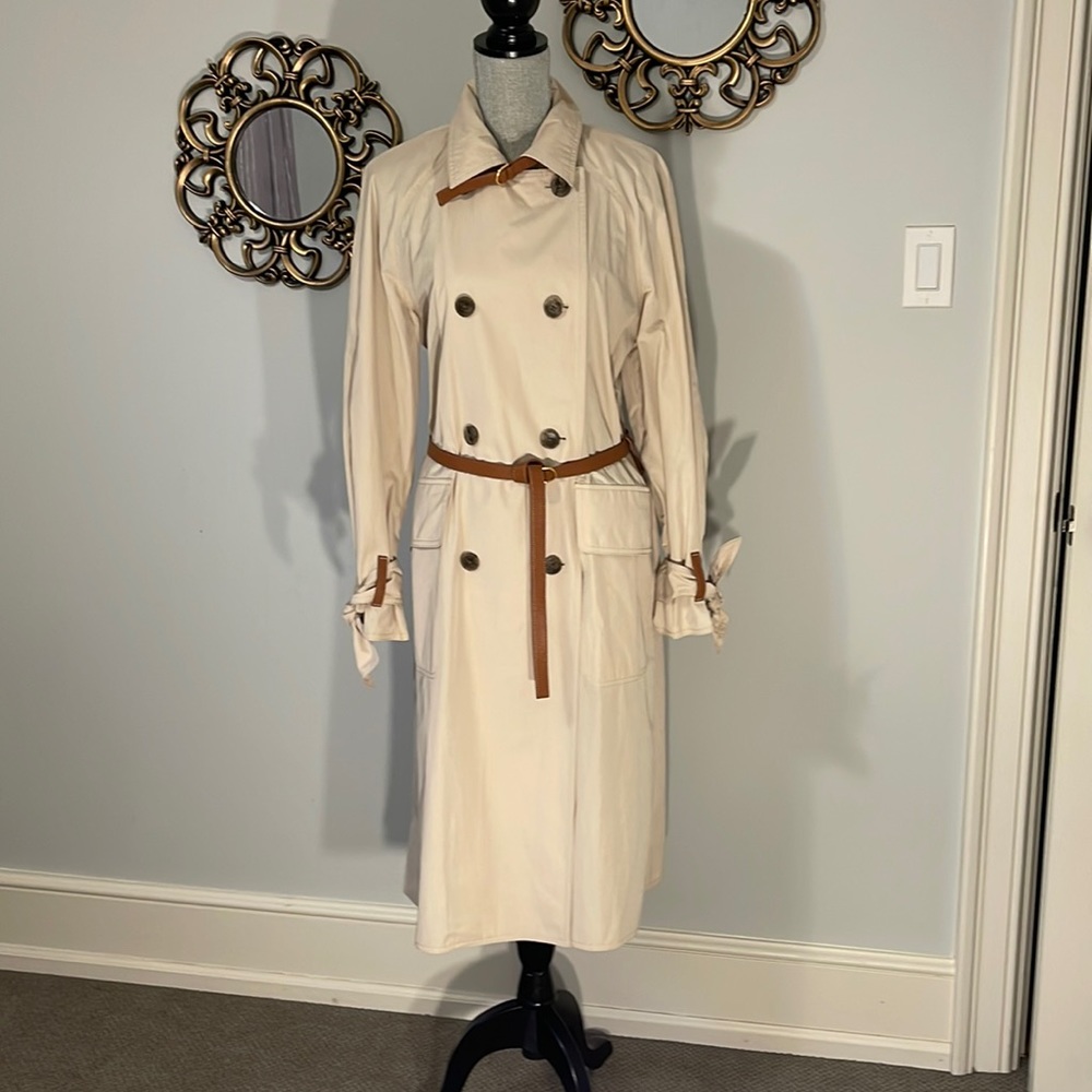 Tory Burch Cream Trench Coat with Brown Accents